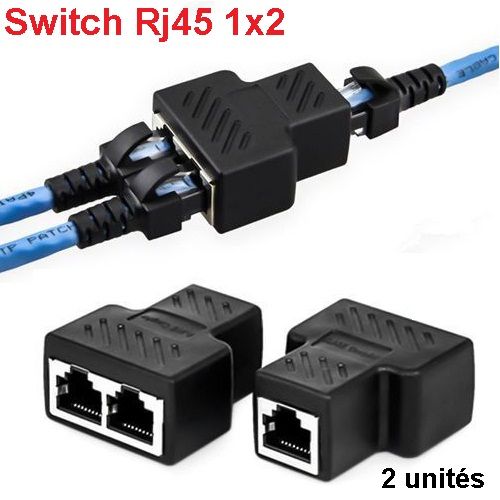 Generic Switch double Ports RJ45 1x2 // Splitter Connector LAN Ethernet  Port RJ45 1 vers 2 à prix pas cher