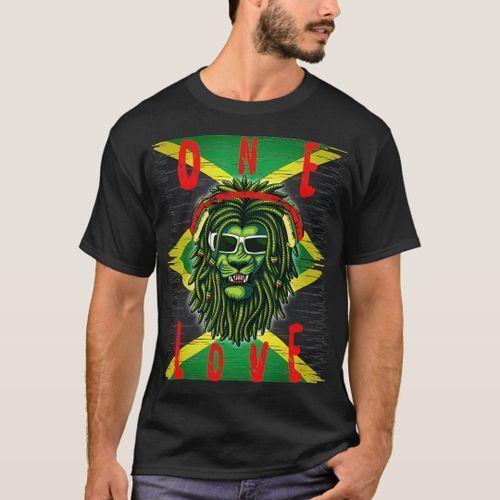 Generic T shirt Casque de musique Rasta reggae pour hommes Jamaica