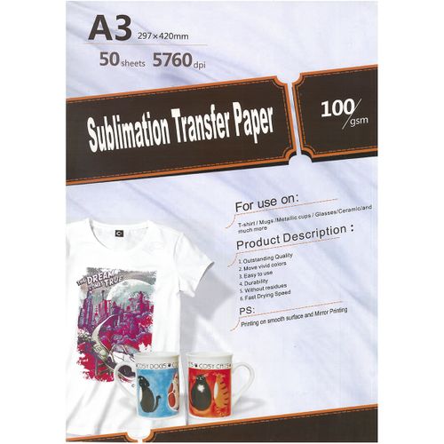 100 feuilles papier de sublimation - A3