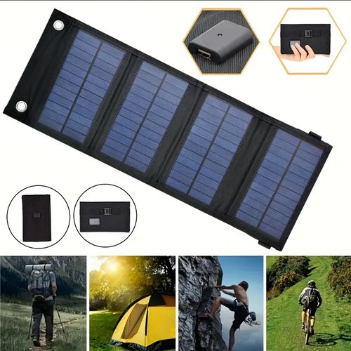 Generic Power Bank Chargeur Solaire 4 Panneaux Solaires Pliable sans Fil,  USB + Étanche à prix pas cher