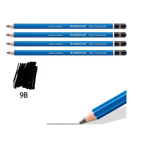staedler Lot 4 Crayons dessin technique artistique graphite,degré dureté 9  B, mine 3,6 mm à prix pas cher