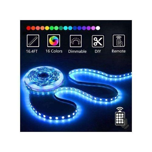 product_image_name-Generic-Ruban LED Étanche 5M RGB Multicolore avec Télécommande sans Fil-1