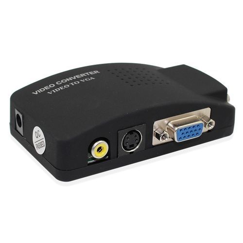 PC Laptop Composite Video TV RCA Composite S-Video AV In To PC VGA LCD Out Converter Adapter Switch Box Black