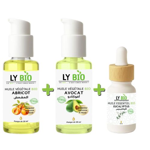 product_image_name-LY BIO-PACK HUILE ABRICOT 50ML - POMPE + HUILE AVOCAT 50ml - POMPE + HUILE ESSENTIEL EUCALYPTUS 10ML-1