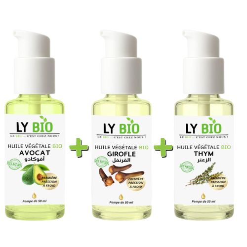 product_image_name-LY BIO-PACK HUILE AVOCAT 50ml - POMPE + HUILE GIROFLE 50ML - POMPE + HUILE THYM 50ML - POMPE-1