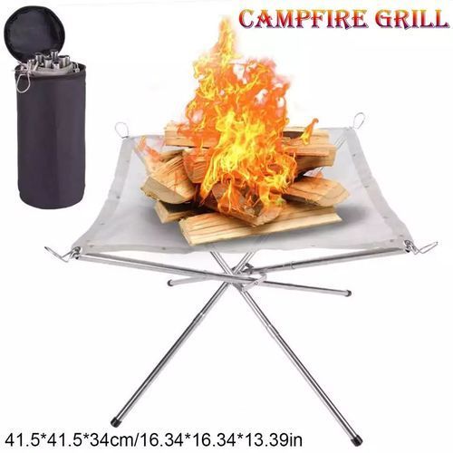 Camping poêle à bois Portable pliant en acier inoxydable sac à dos poêle  barbecue gril poêle pour