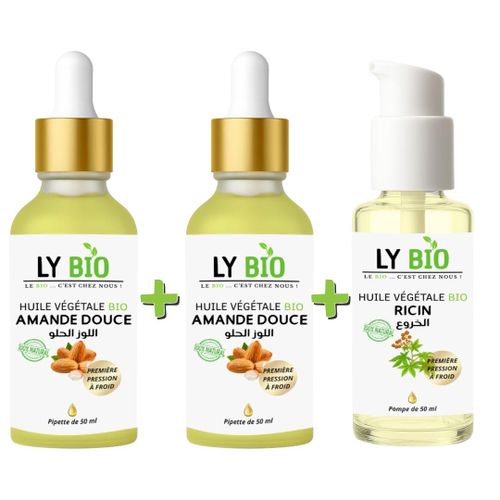 product_image_name-LY BIO-PACK 2 X HUILE AMANDE DOUCE 50ML - PIPETTE + HUILE RICIN 50ml - POMPE-1