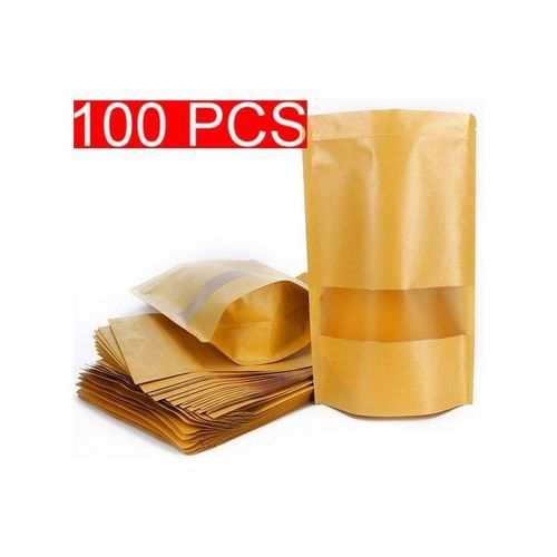 product_image_name-Generic-100 Sachet kraft Alimentaire avec Fenetre, 20/30CM Zip Réutilisables-1