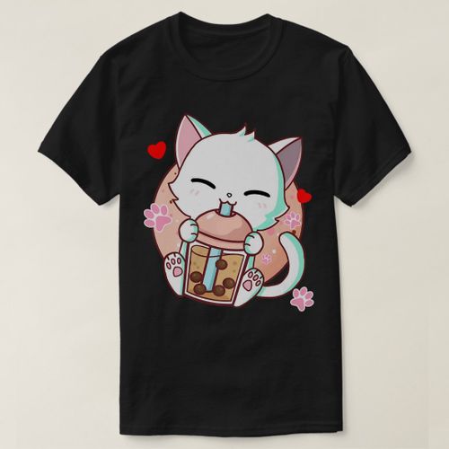 product_image_name-Generic-Cat Boba Tea Bubble Tea Kawaii Anime Japanese Neko T-Shirt-2