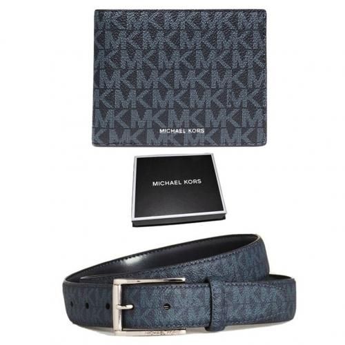 Michael Kors MK Signature Ensemble cadeau ceinture portefeuille reversible pour homme