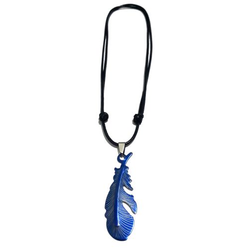 Generic Collier Fil Noir Reglable Avec Pendentif Pierre Bleu