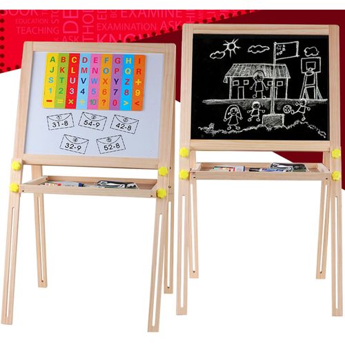product_image_name-Generic-Chevalet en bois pour enfant tableau blanc double face art planche à dessin magnétique + Accessoires-1