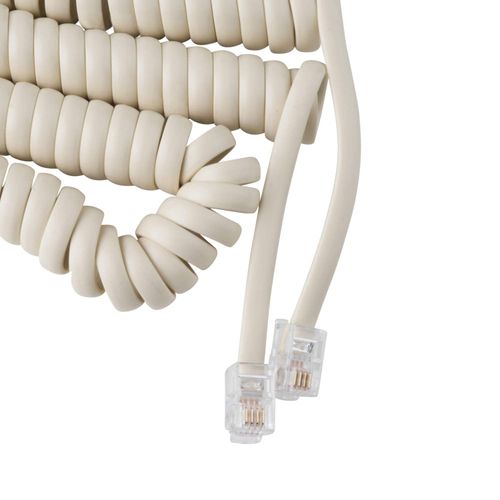 Cordon bouclé 2 m pour combiné téléphonique de téléphone fixe - blanc