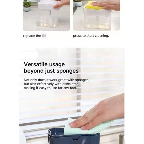 product_image_name-Generic-Distributeur automatique de savon, bouteille pour détergent liquide, plat de cuisine, distributeur d'éponge de cuisine, pompe à savon manuelle 380ml-2