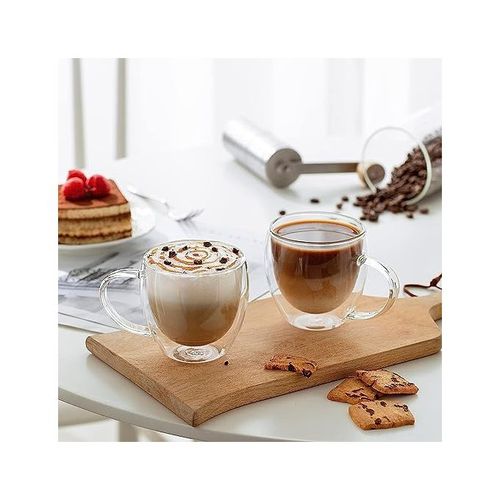 Luxus 4Pcs Tasse à Café/Thé en verre double paroi avec poignée, Résistant à  la chaleur à prix pas cher