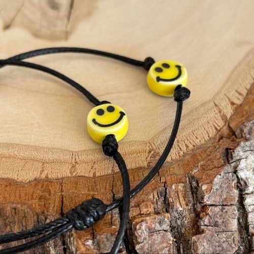 product_image_name-Generic-2 Pièces Bracelets Avec Visage Souriant Noir Pour Les Couples / Meilleures Amis-3