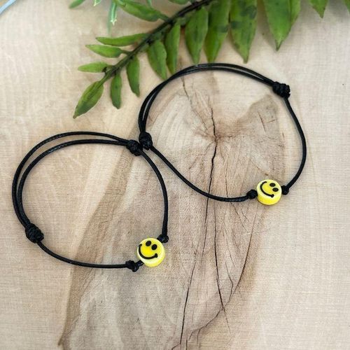 product_image_name-Generic-2 Pièces Bracelets Avec Visage Souriant Noir Pour Les Couples / Meilleures Amis-5