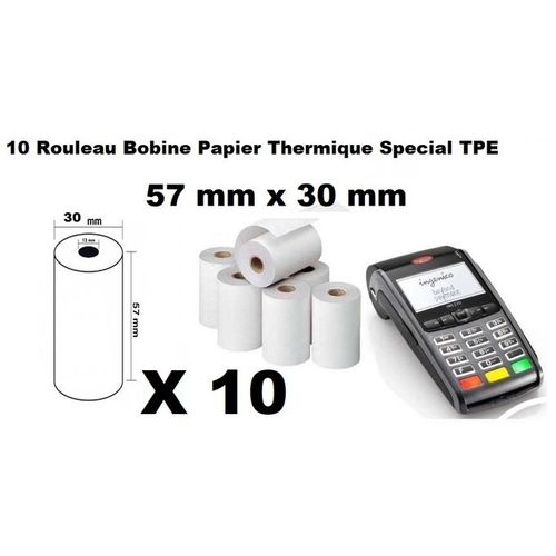 Bobine rouleau papier thermique pour imprimante TPE et caisse enregistreuse  57x48mm 10 unités au meilleur prix