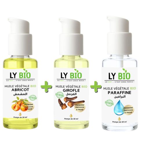 product_image_name-LY BIO-PACK HUILE ABRICOT 50ML - POMPE + HUILE GIROFLE 50ML - POMPE + HUILE PARAFFINE 50ML - POMPE-1