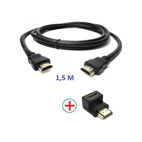 Generic Cable HDMI haut débit + Adaptateur connecteur HDMI coudé mâle  femelle coude 90° à prix pas cher