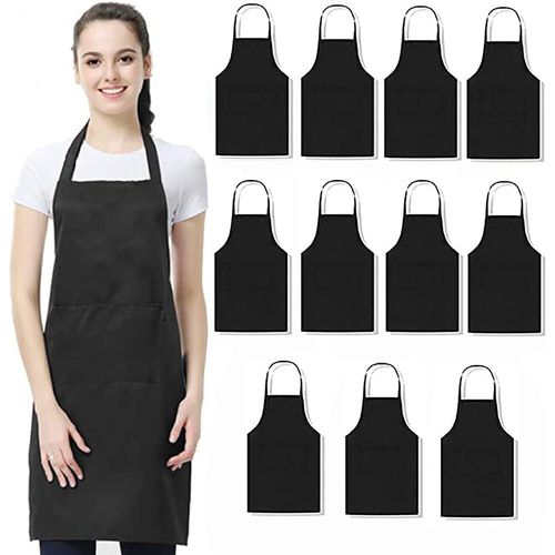 Generic 5 Pack Chef Tabliers, Noir Tablier avec 2 Poches, Tablier