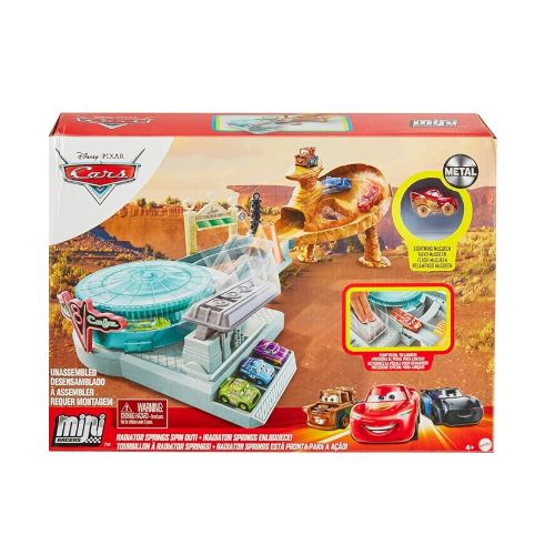 Mattel Disney and Pixar Cars Mini Racers Playset Radiator Springs Spin Out with Pitty Exclusive Lightning McQueen Toy Car HW Cars Circuits Piste Radiator Springs Hors de Controle a prix pas cher