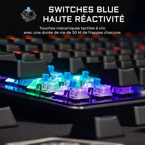 GameYes Clavier Mécanique Gamer Blue Switch avec sticker à prix pas cher