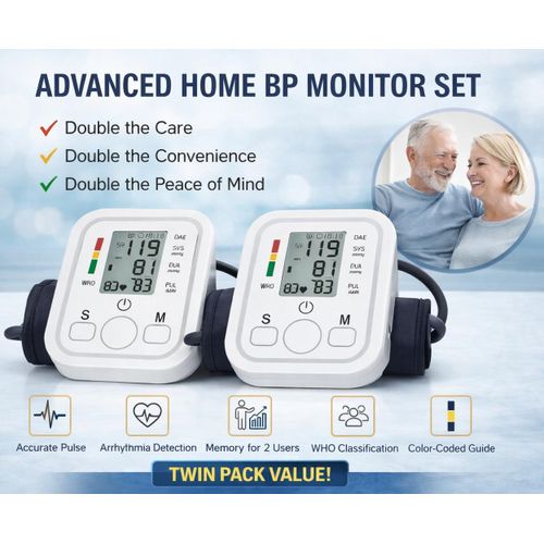 product_image_name-Generic-عرض عائلي  –قطعتين من جهاز قياس ضغط الدم الرقمي للذراع بشاشة كبيرة – ذاكرة لمستخدمين – رباط قابل للتعديل-6