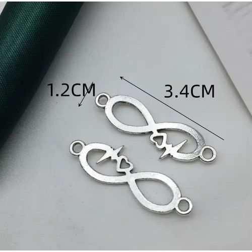 product_image_name-Generic-Connecteur métallique inoxydable pour bracelets – Design infini avec cœur et battement. 10  pièces-3