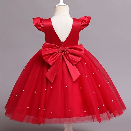 Generic Robe soiree anniversaire en tulle et perles dos nu avec n ud pour filles Rouge a prix pas cher Jumia Maroc