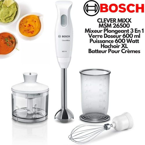 Bosch CLEVER MIXX 600 Mixeur plongeant En INOX 3 en 1 Verre Doseur