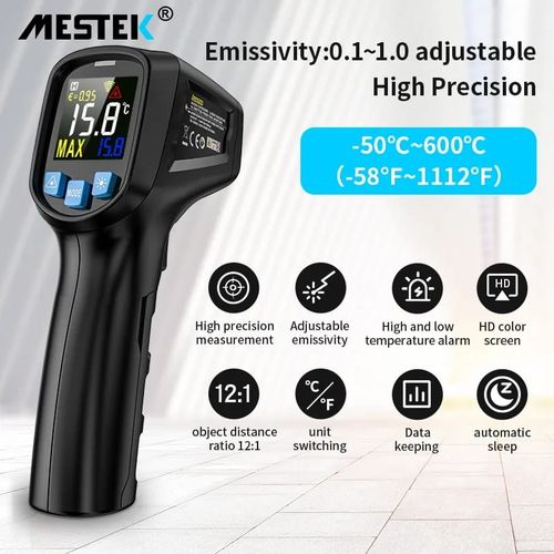 Mestek IR03A Infrared Thermometer Non-contact Temperature Meter Color LCD  Screen 