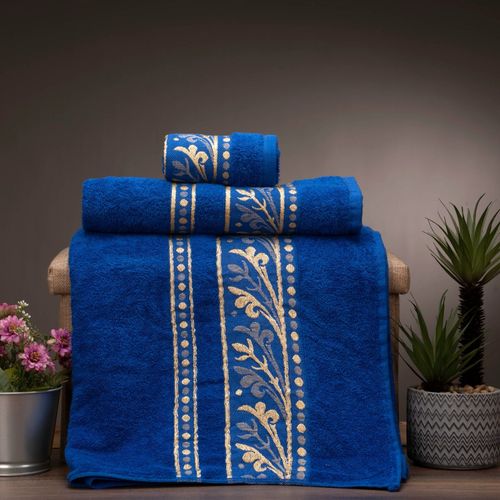 Diana Serviettes de bain - Pack de 3 serviettes - Bleu - à prix