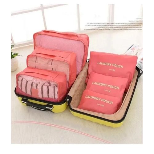 product_image_name-Generic-Sac de rangement de voyage étanche, sac de tri de vêtements, grande capacité, rose,  ensemble de 6 pièces-7