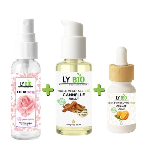 product_image_name-LY BIO-حزمة ليبيو ماء الورد 100 مل + زيت القرفة 50 مل - مضخة + زيت برتقال أساسي 10 مل-1
