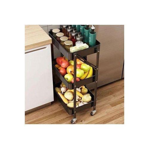 product_image_name-Generic-Chariot de Rangement à 3 3 Niveaux Pliable et Mobile – Étagère de Service Roulante Gain de Place-7