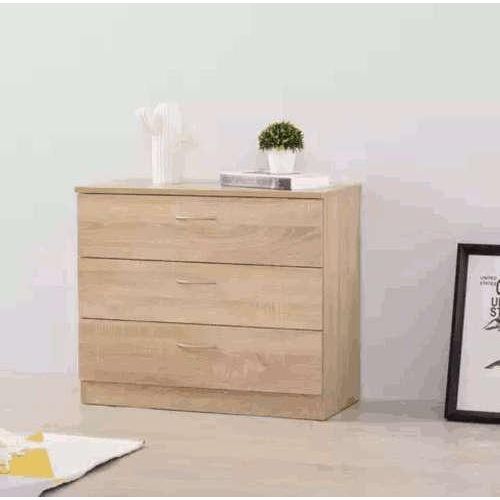 Generic Commode 3 tiroirs chêne beige - image 2