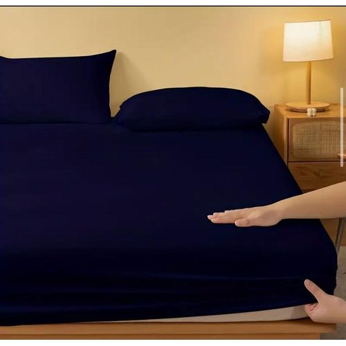 product_image_name-Generic-Drap housse Bleu Marine 140/200 ( protection pour matelas de Couple )-2