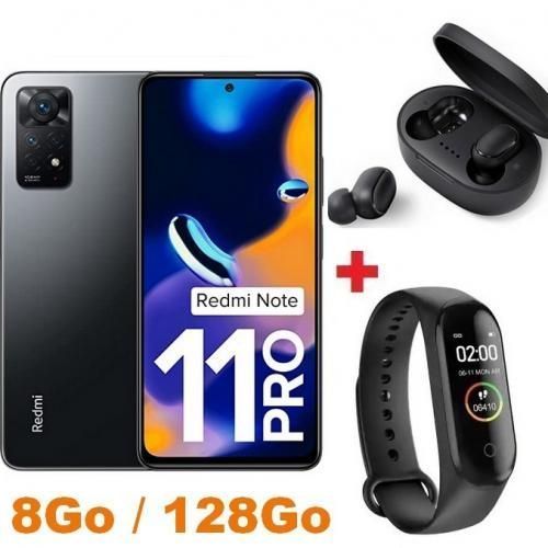 Redmi Note 11 Pro - FHD+ de 6,67’’(8Go, 128Go) - 108MP- Gris - Band + Écouteur
