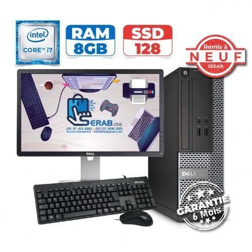 DELL Pc complet DELL DT CORE I7-2400 RAM 8Go SSD 128Go Ecran 19 - Remis à  Neuf- à prix pas cher