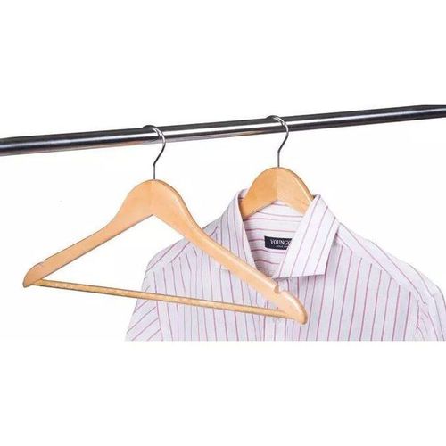 product_image_name-Generic-Lot de 3 Cintres en Bois - Haut 23 cm X Long 44.5 cm, Verni Naturel, Rangement placard-5