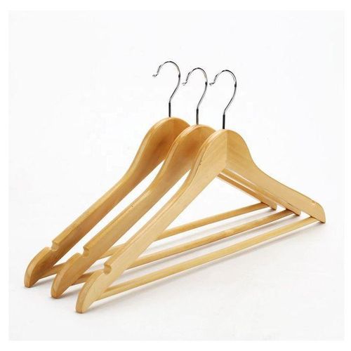 product_image_name-Generic-Lot de 3 Cintres en Bois - Haut 23 cm X Long 44.5 cm, Verni Naturel, Rangement placard-7