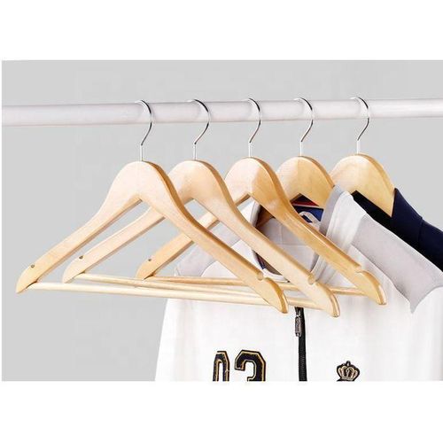 product_image_name-Generic-Lot de 3 Cintres en Bois - Haut 23 cm X Long 44.5 cm, Verni Naturel, Rangement placard-8