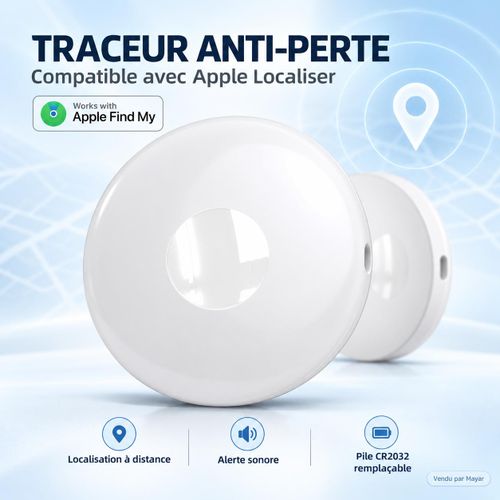 Traceur Bluetooth Anti-Perte One Tag Blanc Compatible Apple Localiser – Localisation à Distance, Ale