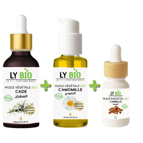 product_image_name-LY BIO-PACK HUILE CADE 50ML - PIPETTE + HUILE CAMOMILLE 50ML - POMPE + HUILE ESSENTIEL CANNELLE 10ML-1