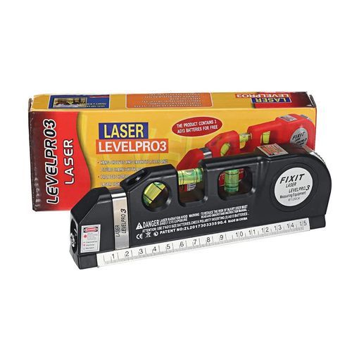 Fixit Niveau Laser Professionnel à Bulle Ruban 2.5 Métres Laser LeveLPro3  Rouge Croisé