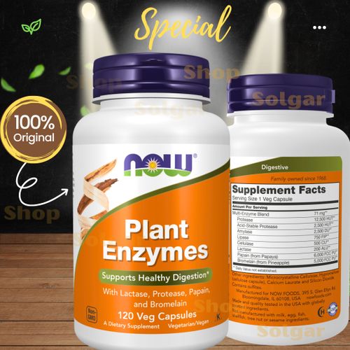 product_image_name-Now Foods-Plant  Enzymes végétales, إنزيمات نباتية، [تعزز الهضم الجيد] 120 كبسولة نباتية-1