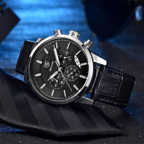 product_image_name-Benyar-BY-5104 – montre chronographe de luxe pour hommes avec bracelet en cuir-4