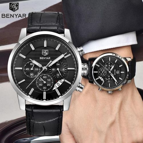 product_image_name-Benyar-BY-5104 – montre chronographe de luxe pour hommes avec bracelet en cuir-5