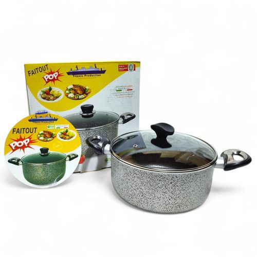 product_image_name-Titanic production-قدر وصحن من الجرانيت غير لاصق مع غطاء زجاجي، قطر 28 سم-1